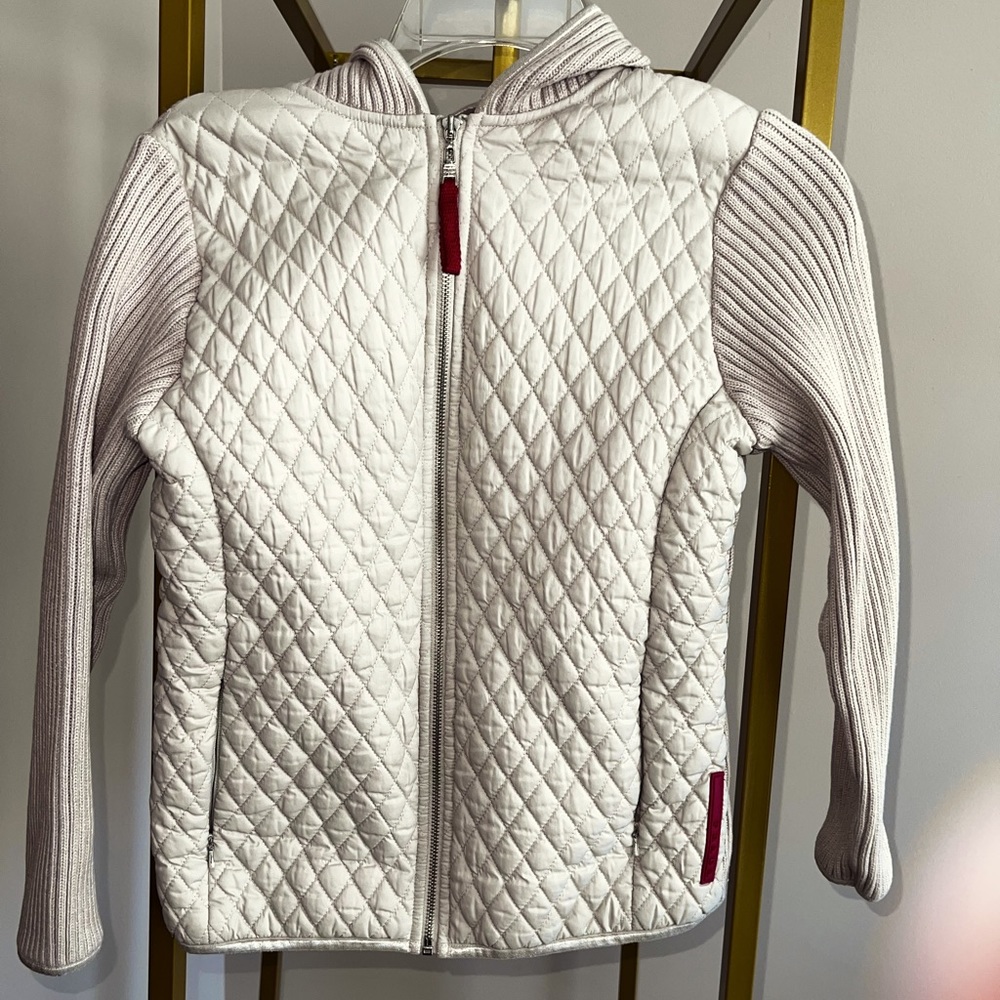 SOLD - Prada Beige Hooded Zip Up Cardigan